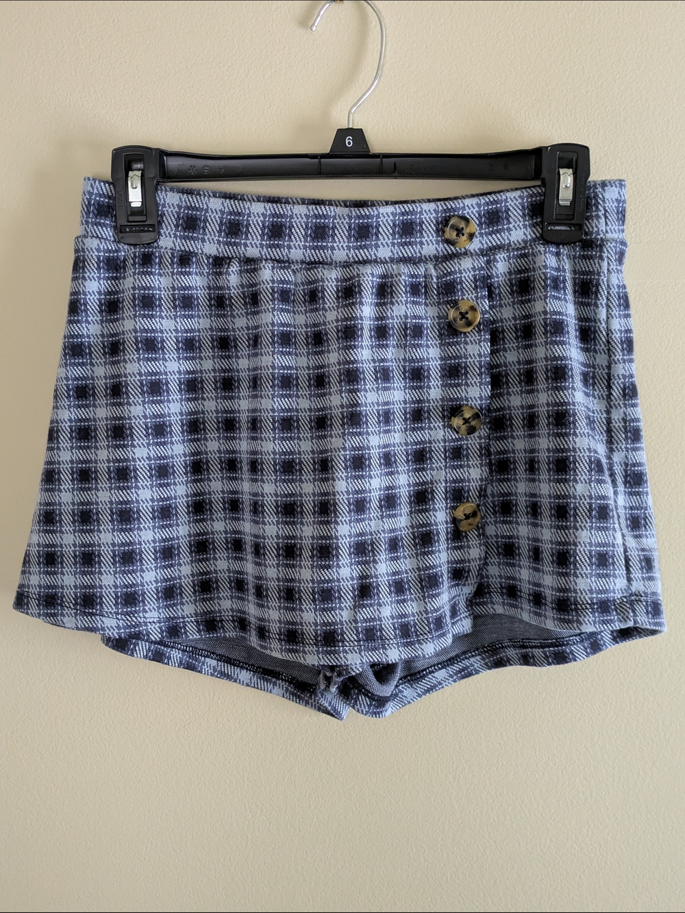 Ultra Flirt Blue Plaid Skort with Side Buttons Sz Sm
